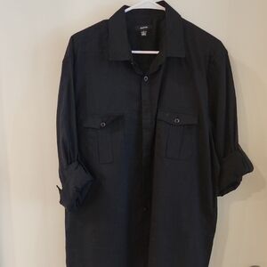 Alfani Black Casual Button Down Shirt